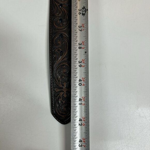 Nocona Leather Belt With Buckle Brown Embossed Cross Men’s Medium - Picture 8 of 8